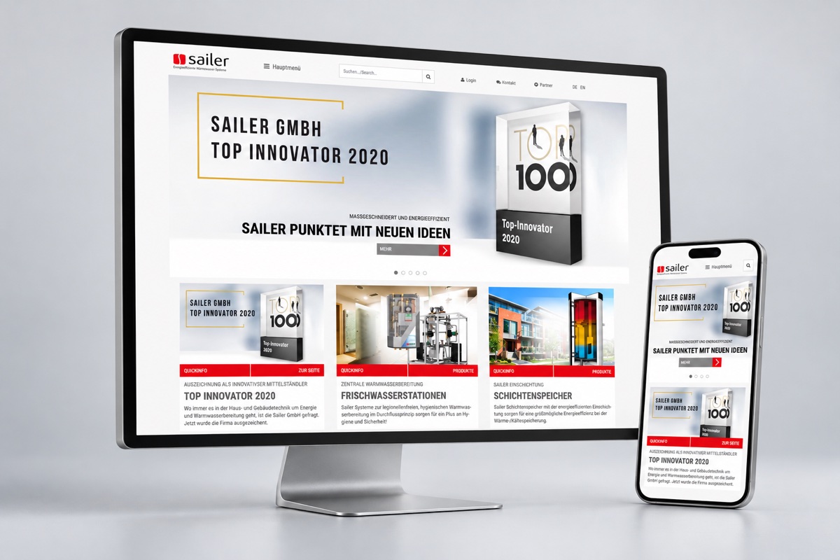 Sailer GmbH-Website als illustrative Desktop- und Smartphone-Komposition