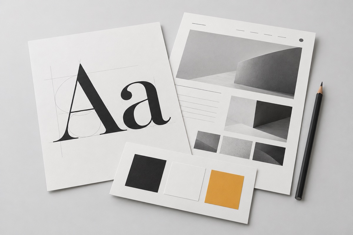 Illustration: Typografie, Layoutentwurf und abgestimmte Farbpalette