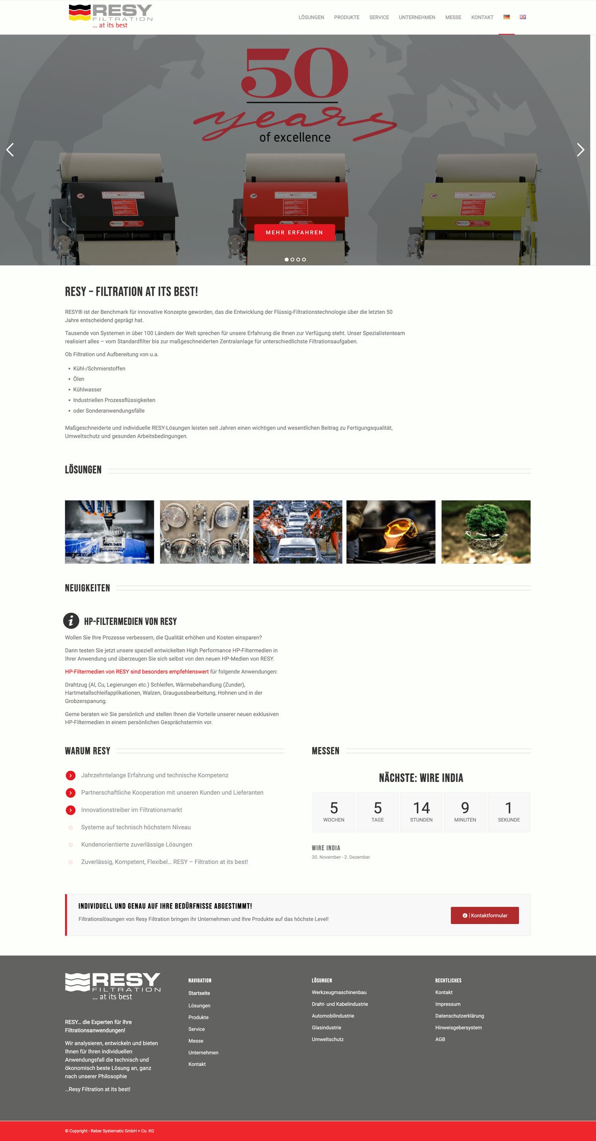 RESY Filtration – Websites, Ansicht 1